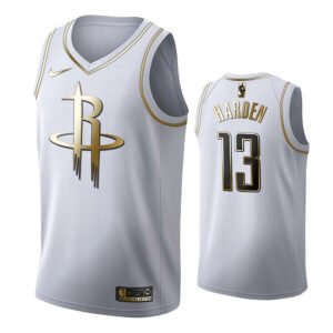 Rockets James Harden Golden Edition White Jersey